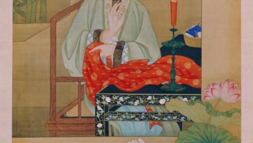 雍亲王题书堂深居图屏•烛下缝衣轴.jpg