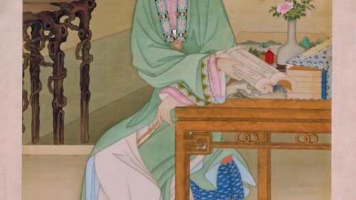 雍亲王题书堂深居图屏•观书沉吟轴.jpg
