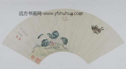 马荃草虫花卉图扇页.jpg
