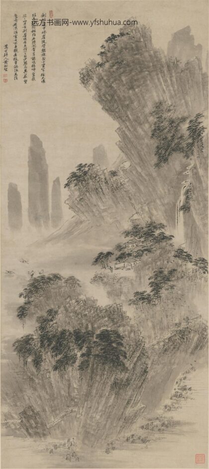 黄向坚 巉崖陡壁图轴 故宫博物院.jpg
