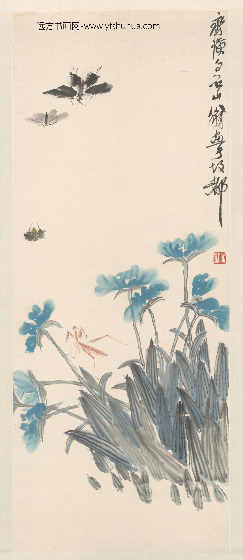 齐璜花蝶图轴