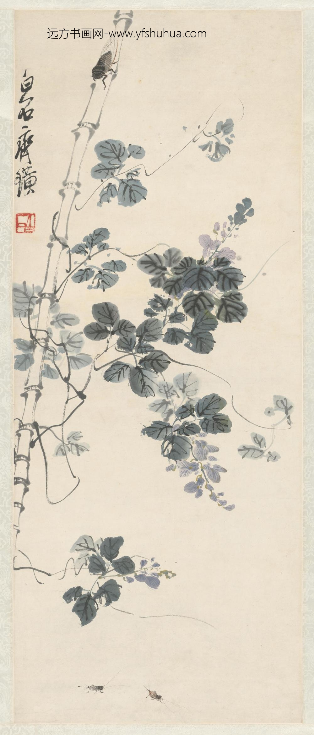 齐白石-花卉工虫图轴-故宫博物院
