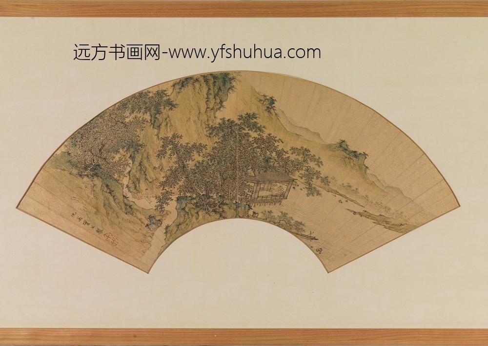 仇英_水榭观书图