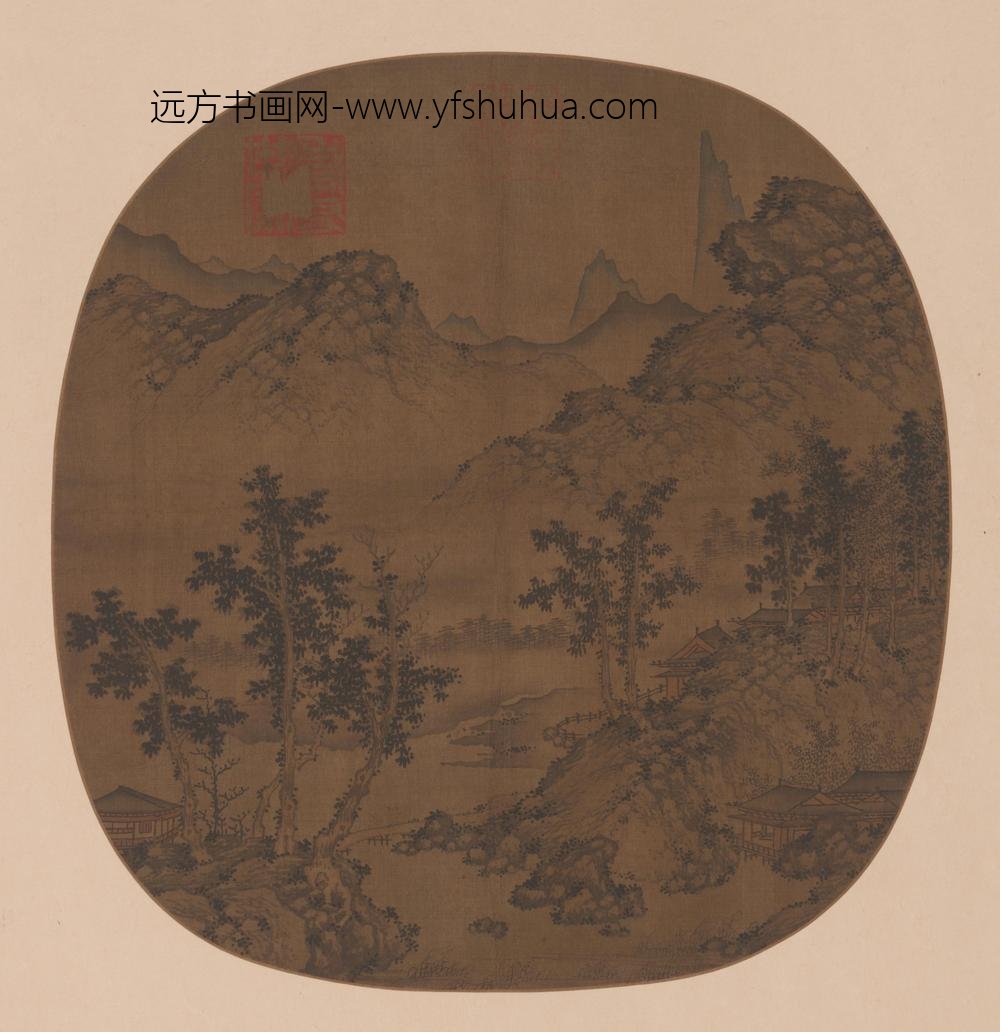 元人溪山亭榭图页