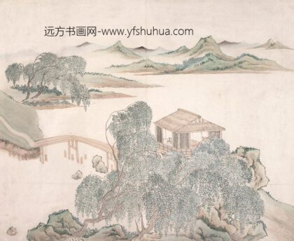 周莲 柳桥亭榭图.jpg