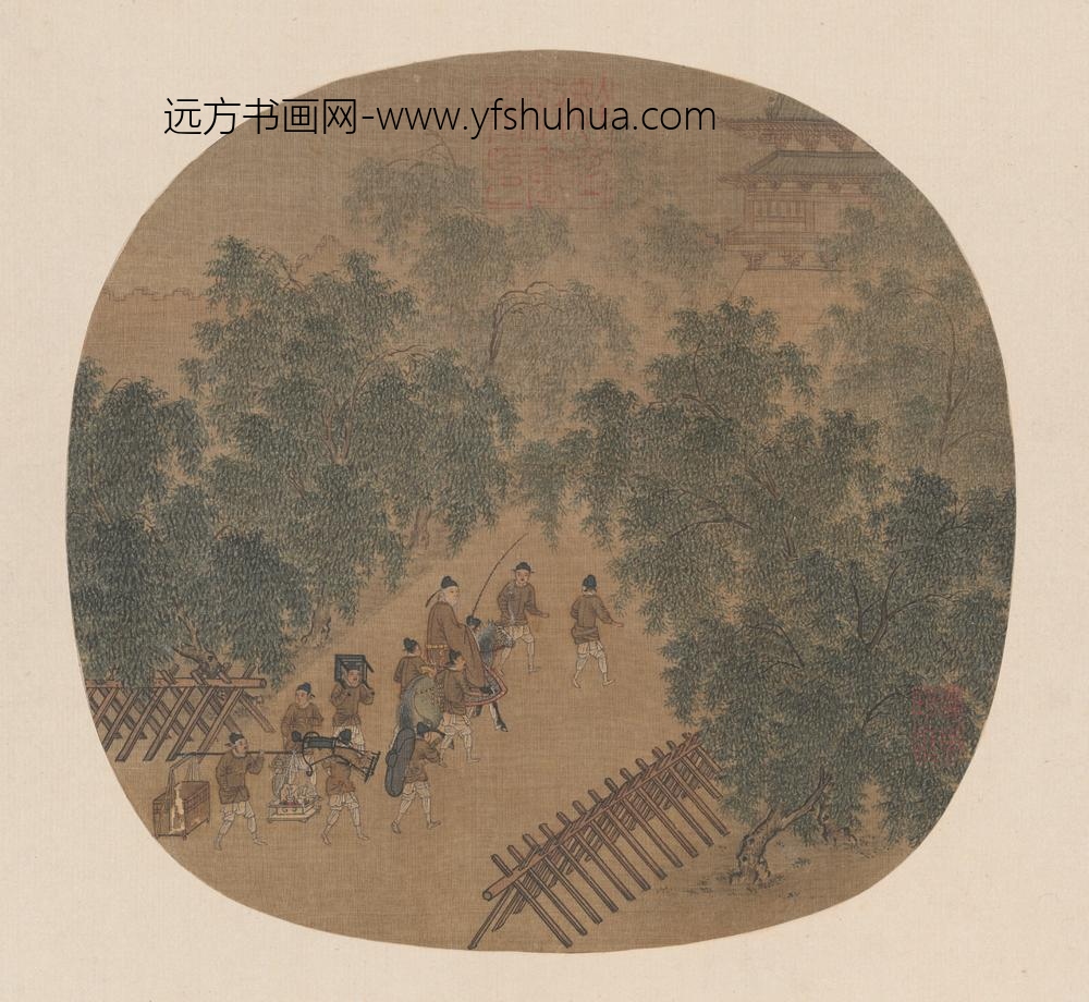 宋-纨扇画册-宋人春游晚归页