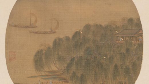 宋 纨扇画册 宋人柳阁风帆页.jpg