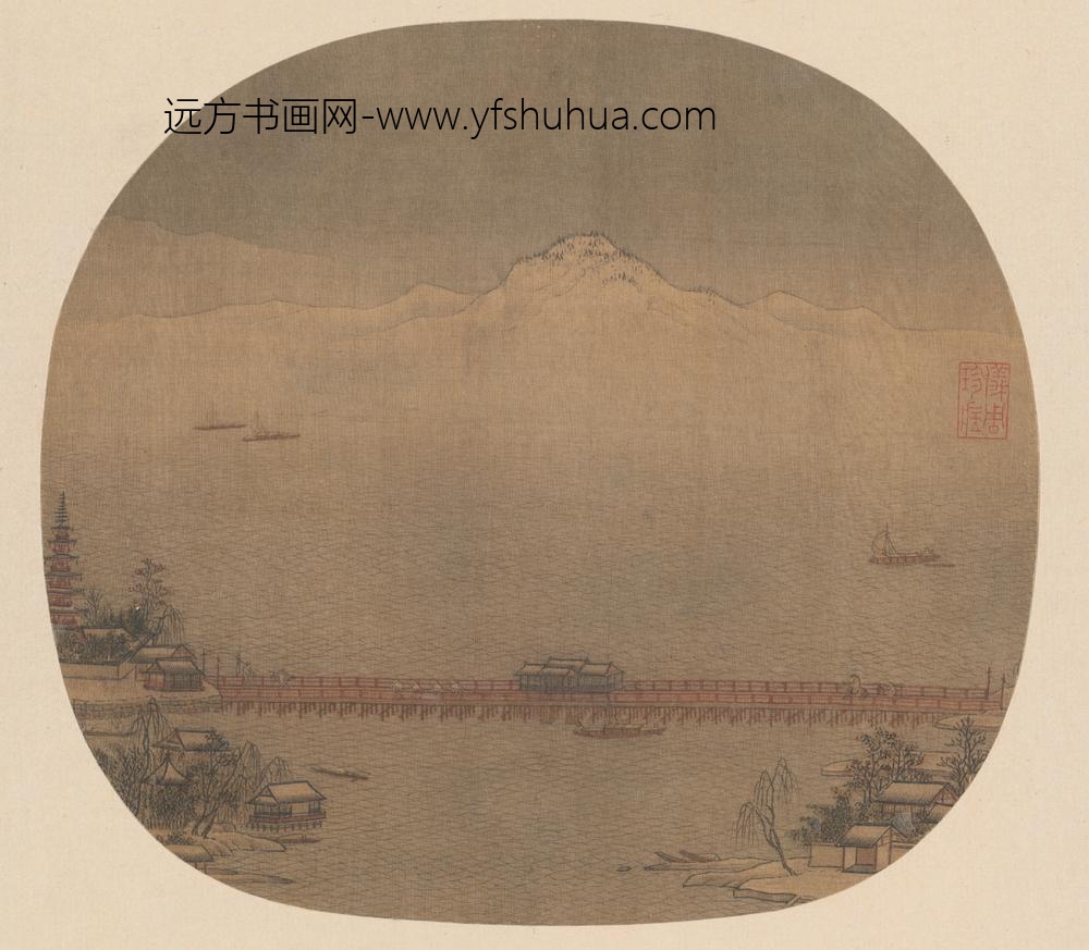 宋-纨扇画册-宋人长桥卧波图页