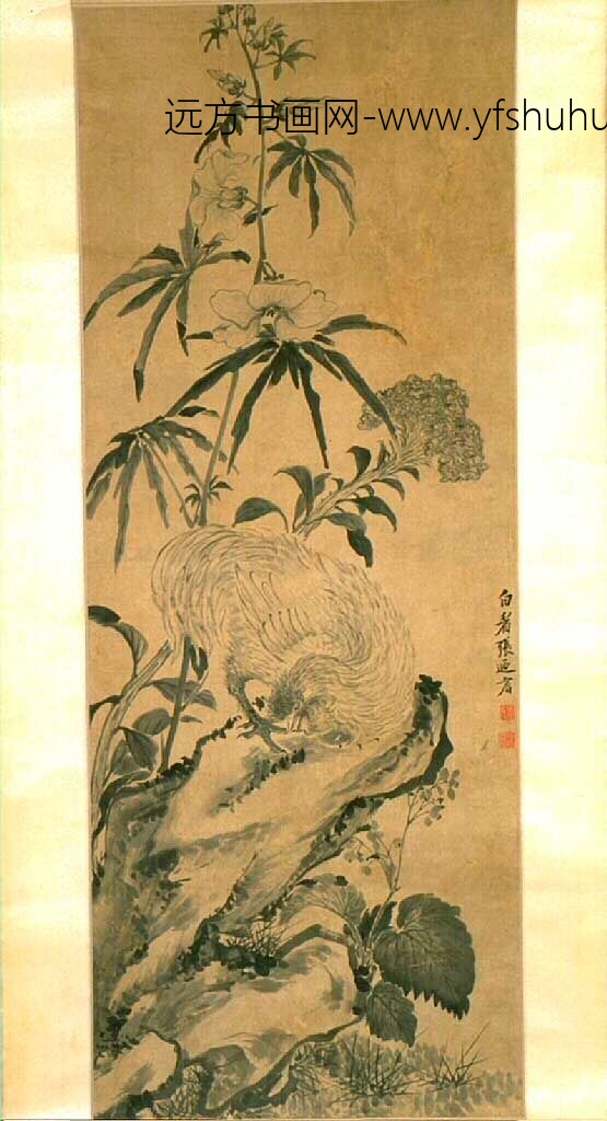 张乃耆_石上雄鸡与花（普清）