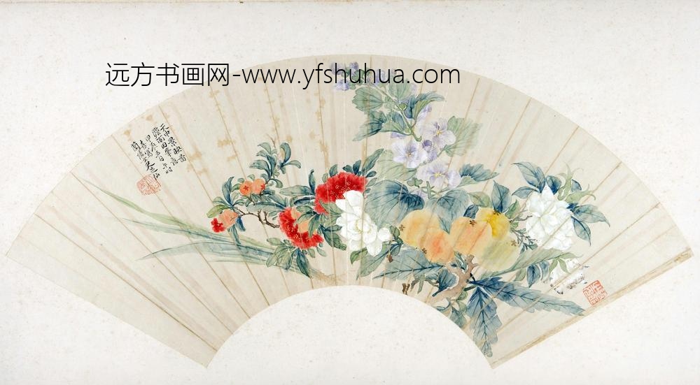 恽怀英天中景映图扇页