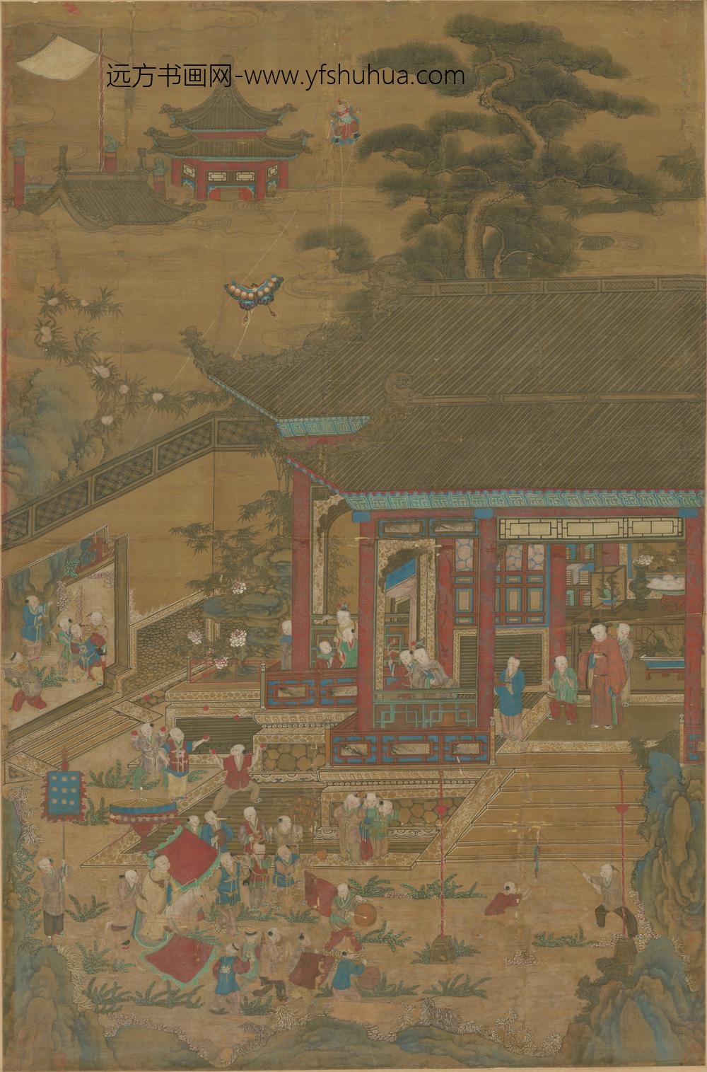 明-明人戏婴图轴