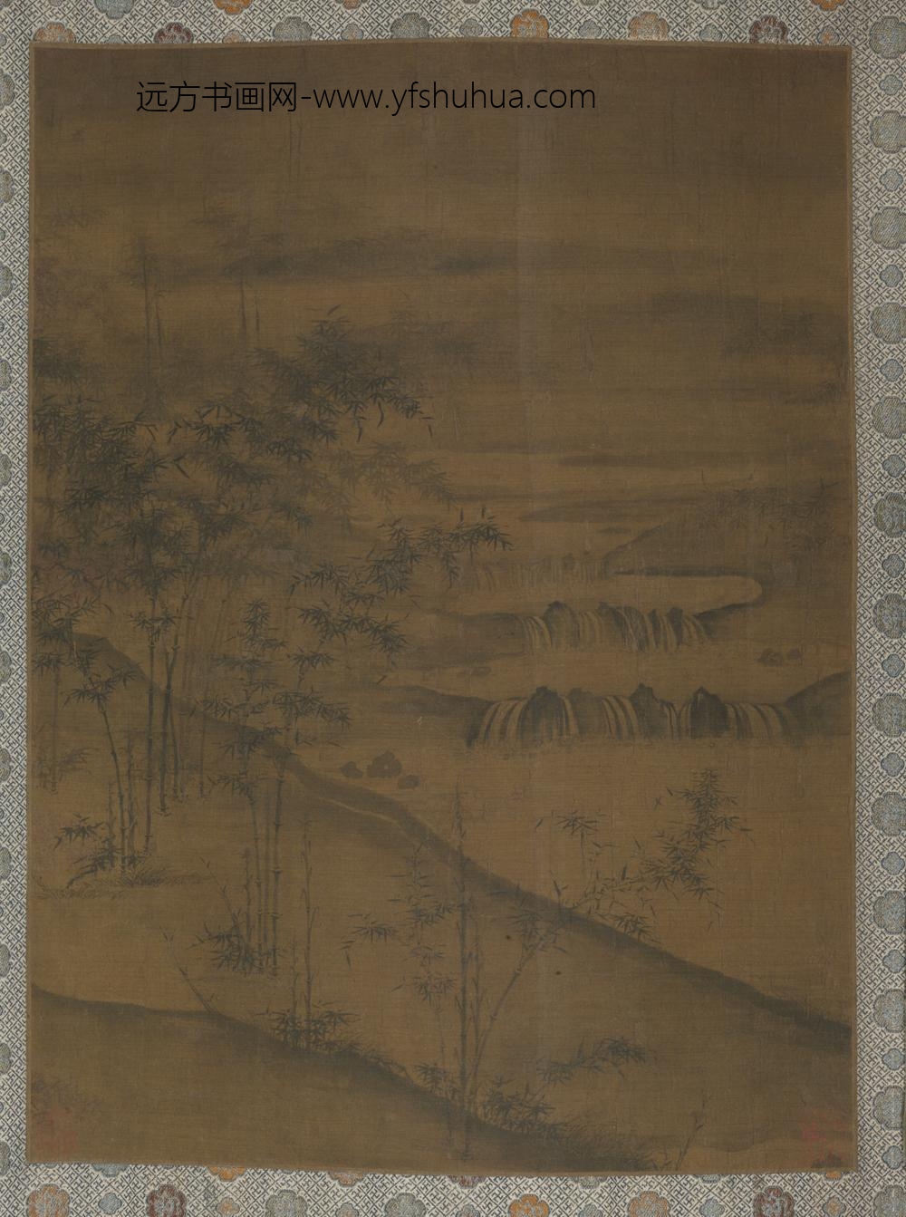 明-明人竹石流泉图页