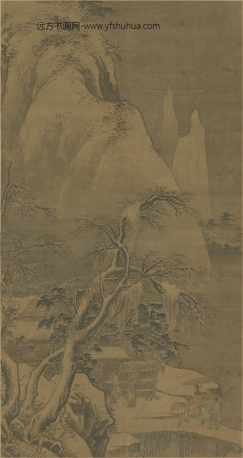 明-明人雪山访友图轴