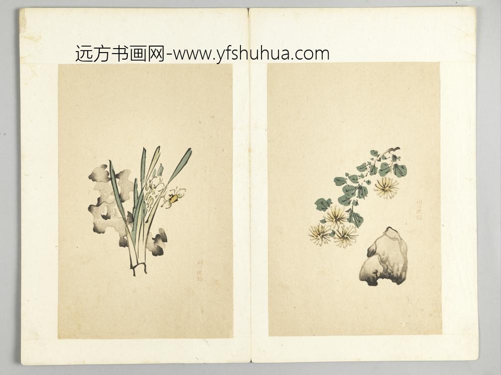 明-木版水印十竹斋五色笺谱册-
