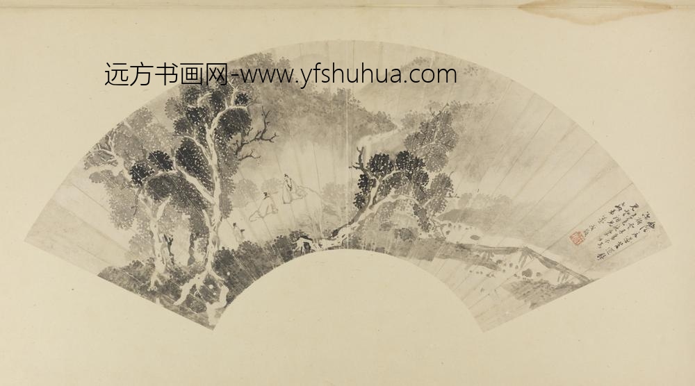 明-盛茂熲幽溪深梅扇