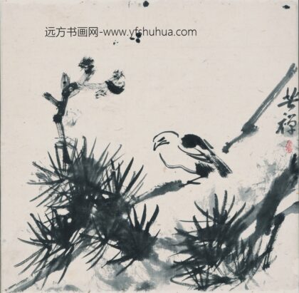 李苦禅 松林小鸟图轴 2.jpg