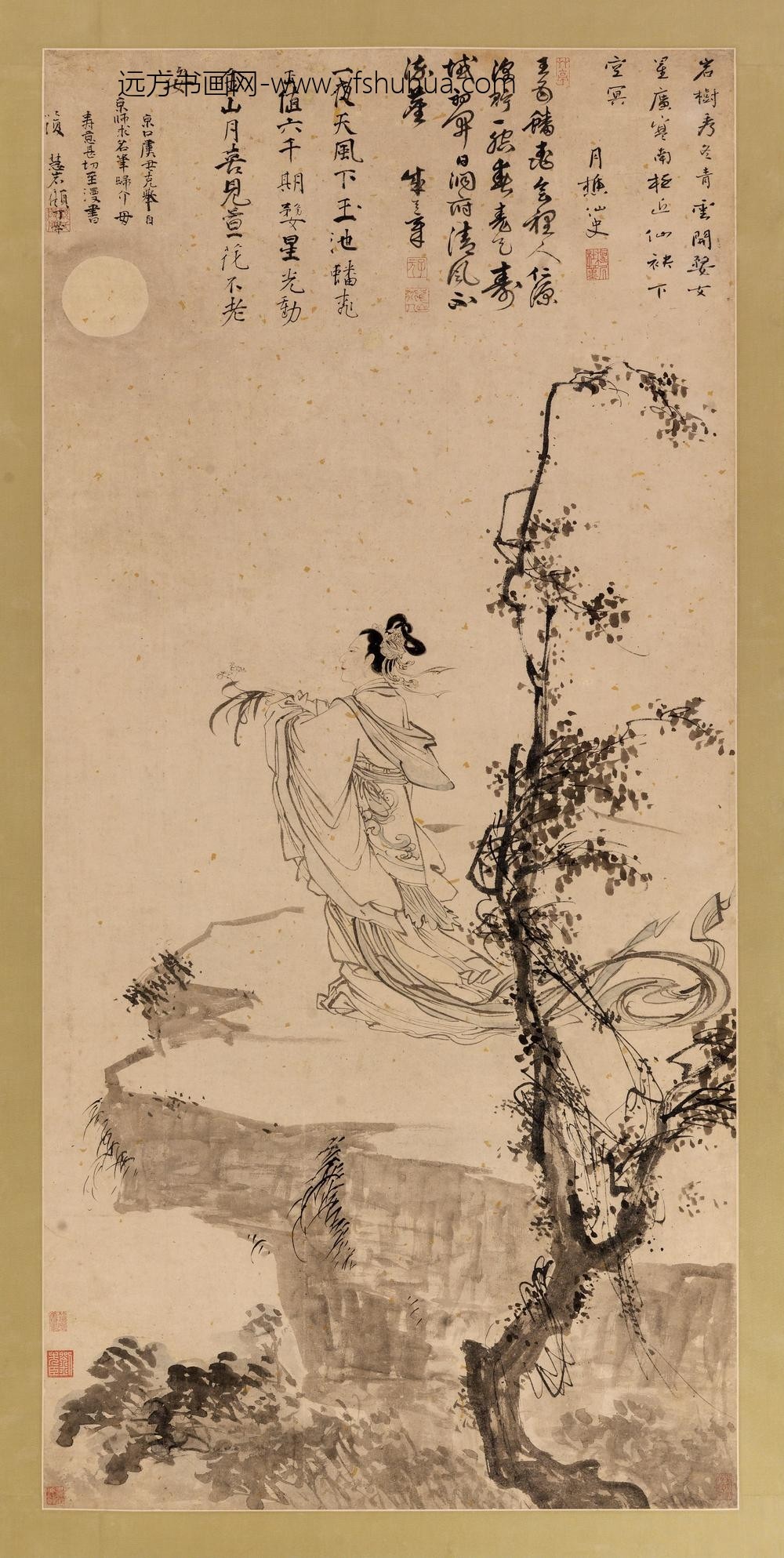 杜堇_美人献寿（仙女与萱草）
