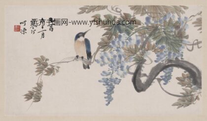 江寒汀 紫滕小鸟图轴 1.jpg