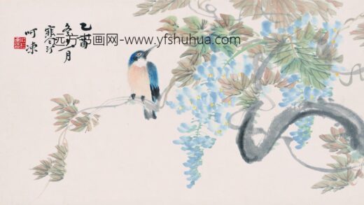 江寒汀 紫滕小鸟图轴 2.jpg