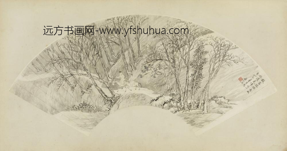 清-吴穀祥长林行旅扇面