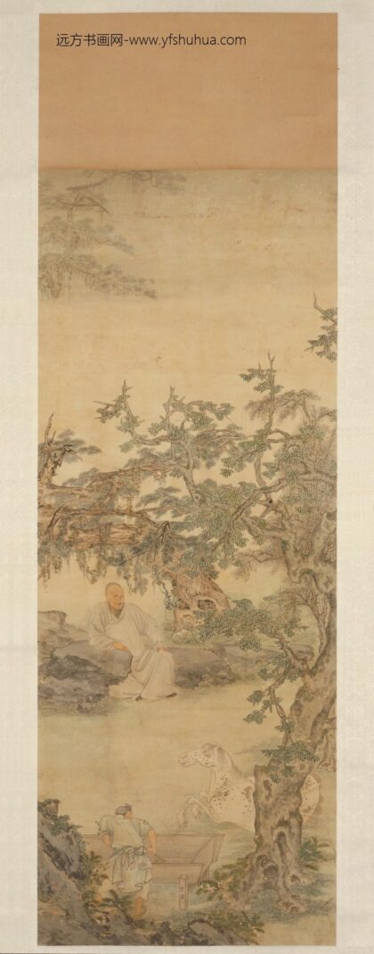 清 朱昌周洗马图轴.jpg