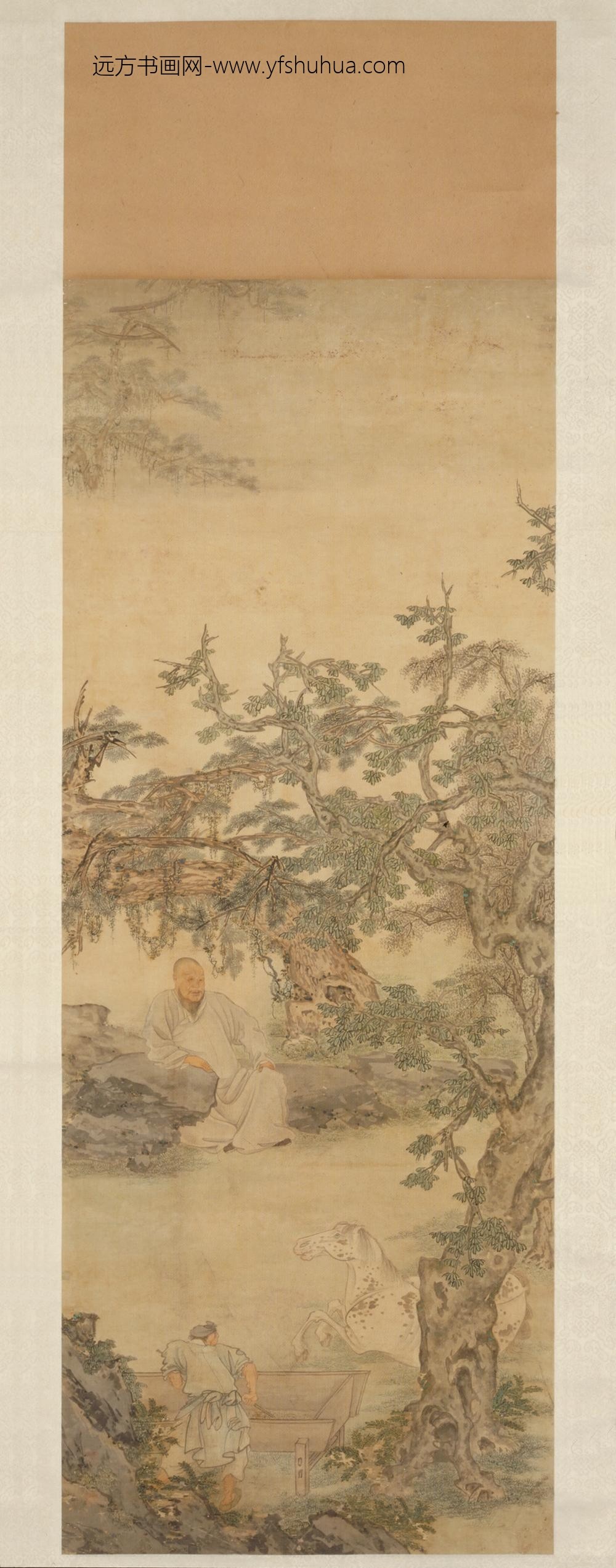 清-朱昌周洗马图轴
