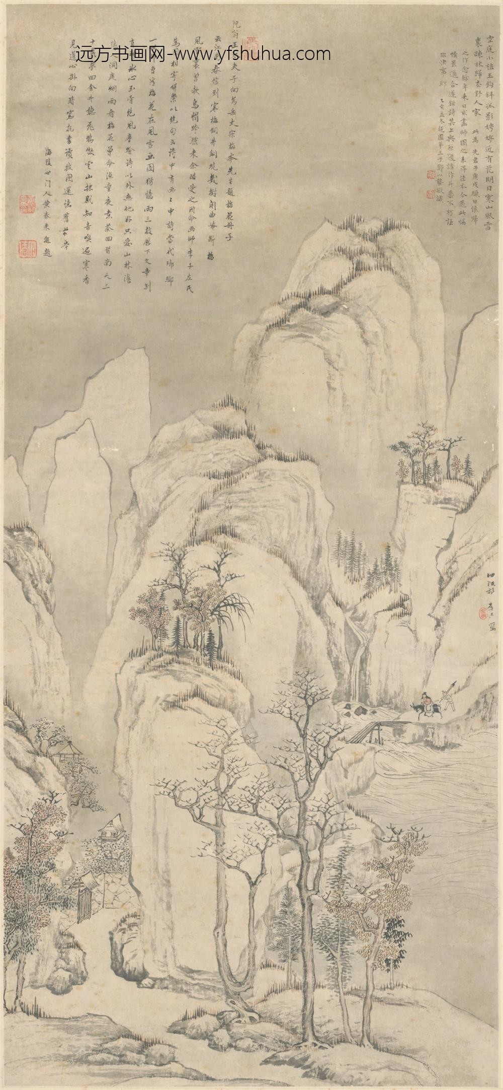 清-李左民雪景山水镜心