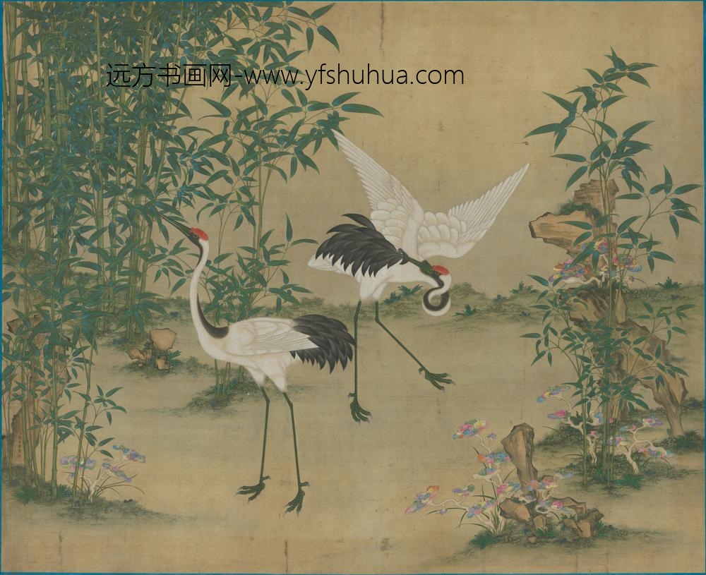 清-沈世儒竹鹤贴落
