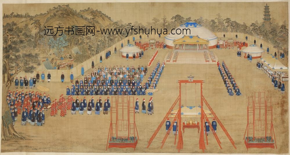清-清人万树园赐宴图轴
