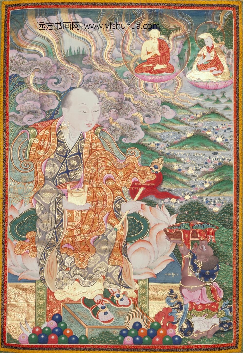 清-清人因竭陀尊者像轴