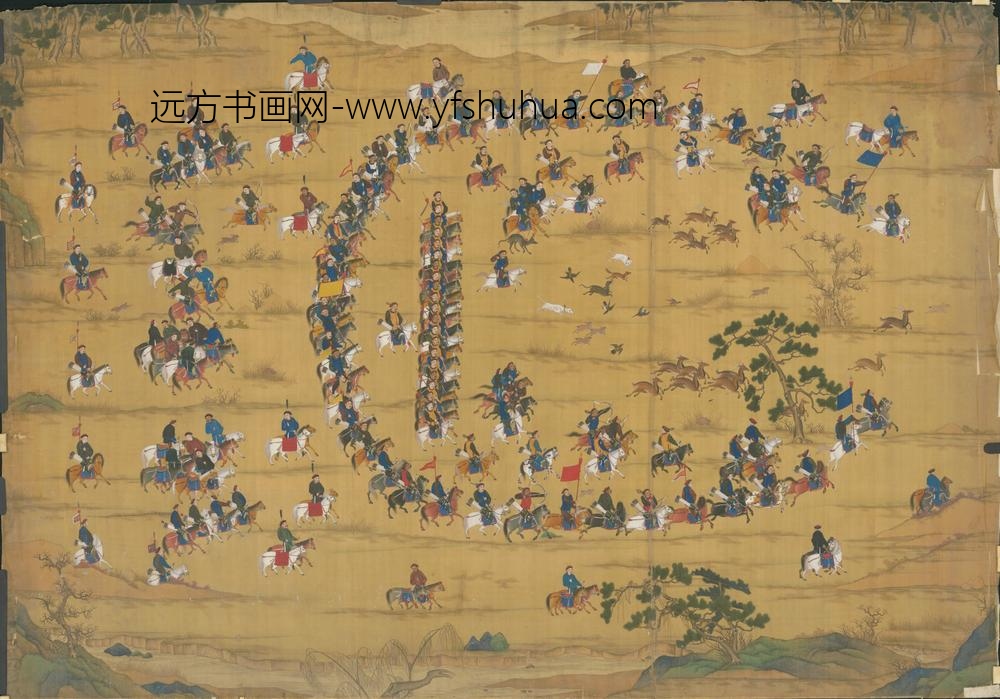 清-清人行围图贴落
