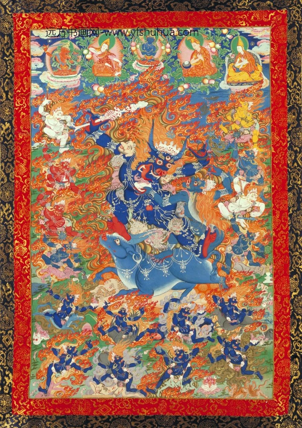 清-清人阳体狱帝主像轴
