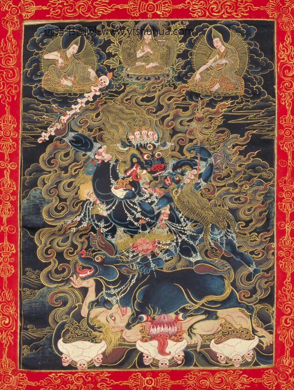 清-清人阳体狱帝主像轴