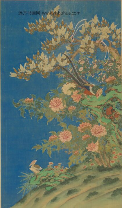 清 清人雉鸡牡丹图轴.jpg
