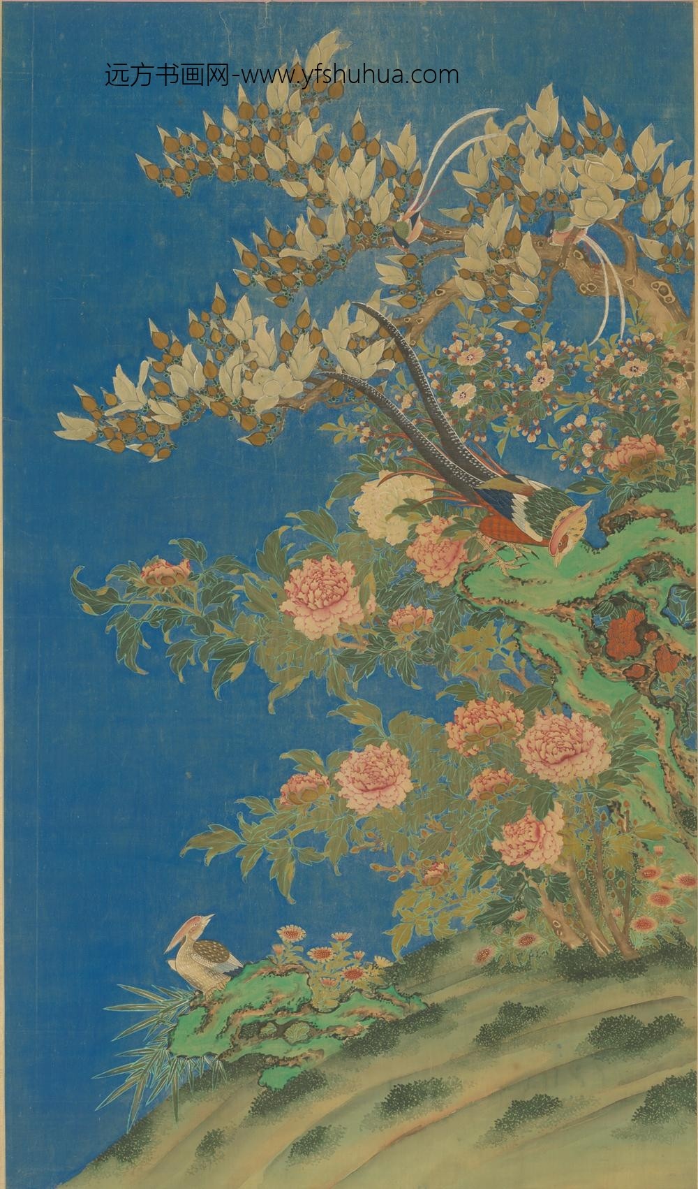 清-清人雉鸡牡丹图轴