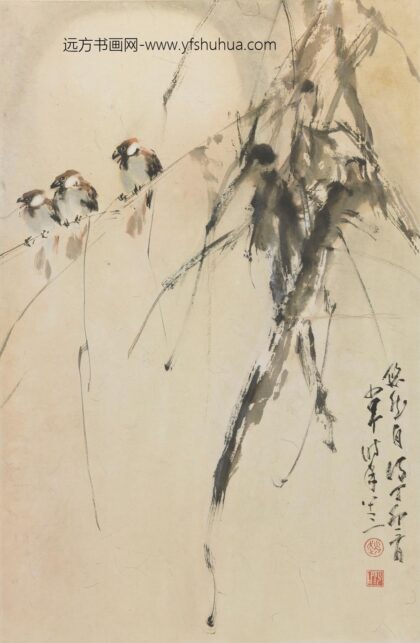 赵少昂 月下三雀图.jpg