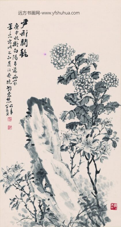 邓怀农 墨色绣花图轴.jpg