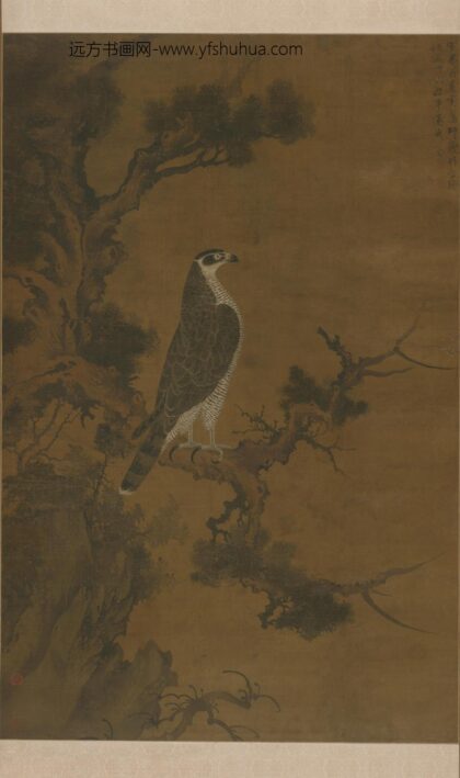 雪界翁张师夔鹰桧图轴.jpg