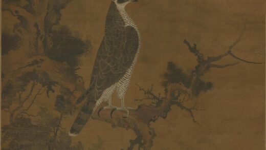 雪界翁张师夔鹰桧图轴.jpg