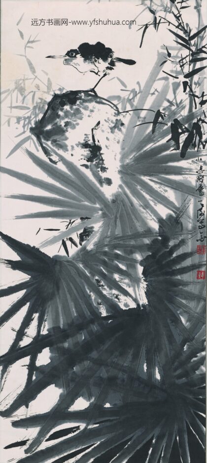 韩天衡 水墨棕榈图轴.jpg