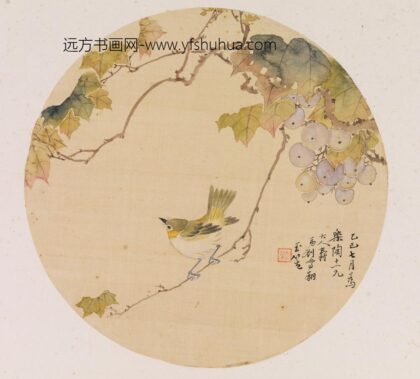 高翔 葡萄栖禽（麻雀）图.jpg