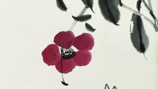 齐白石 叶隐闻声 花卉工笔草虫册 山茶蟋蟀.jpg