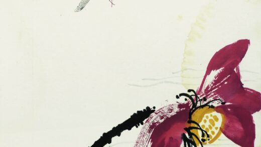 齐白石 叶隐闻声 花卉工笔草虫册 秋塘飞蜓（红荷蜻蜓）.jpg