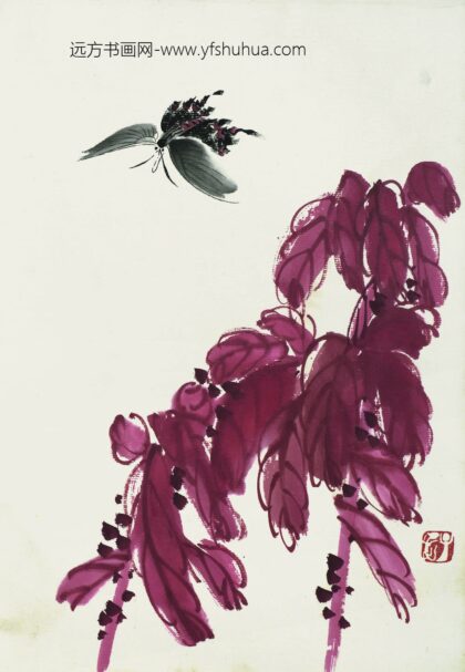 齐白石 叶隐闻声 花卉工笔草虫册 红蓼蜻蜓.jpg