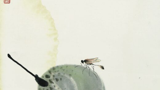 齐白石 叶隐闻声 花卉工笔草虫册 莲蓬蝇虫.jpg