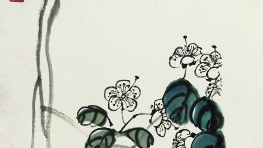 齐白石 叶隐闻声 花木工笔草虫册 绣球蝴蝶.jpg