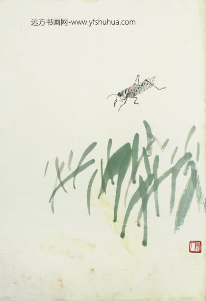 齐白石 叶隐闻声 草木工笔草虫册 野草蜻蜓.jpg
