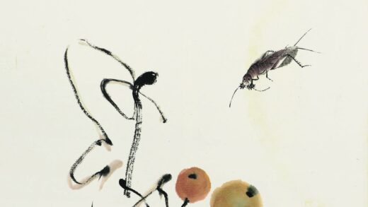 齐白石 叶隐闻声 蔬果工笔草虫册 枇杷天牛.jpg