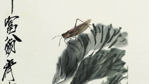 齐白石 叶隐闻声 蔬果工笔草虫册 白菜蝗虫.jpg