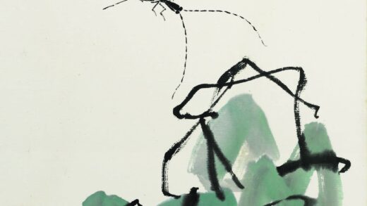 齐白石 叶隐闻声 蔬果工笔草虫册 菱角天牛.jpg